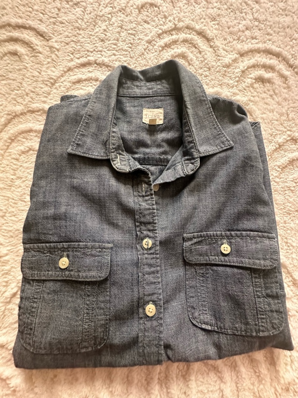 J. Crew Blue Chambray Shirt with Subtle Indigo Texture
